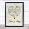 Frederic Weatherly Danny Boy Script Heart Song Lyric Wall Art Print