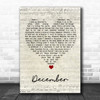 All About Eve December Script Heart Song Lyric Wall Art Print