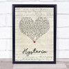 Def Leppard Hysteria Script Heart Song Lyric Wall Art Print