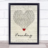 Doves Pounding Script Heart Song Lyric Wall Art Print