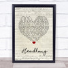 John Smith Headlong Script Heart Song Lyric Wall Art Print