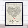 NF Only One Script Heart Song Lyric Wall Art Print