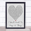 I Don't Want To Miss A Thing Aerosmith Grey Heart Song Lyric Music Wall Art Print