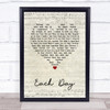 Simply Red Each Day Script Heart Song Lyric Wall Art Print