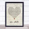 The Killers Be Still Script Heart Song Lyric Wall Art Print