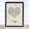 Anne-Marie Trigger Script Heart Song Lyric Wall Art Print