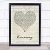 Bon Jovi Runaway Script Heart Song Lyric Wall Art Print