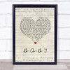 Carla Thomas B-A-B-Y Script Heart Song Lyric Wall Art Print