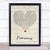 Gavin James Nervous Script Heart Song Lyric Wall Art Print