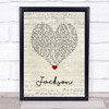 Johnny Cash Jackson Script Heart Song Lyric Wall Art Print