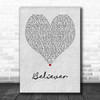 Imagine Dragons Believer Grey Heart Song Lyric Music Wall Art Print