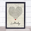 Nickelback Lullaby Script Heart Song Lyric Wall Art Print