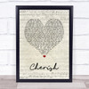 The Association Cherish Script Heart Song Lyric Wall Art Print