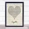 Joni Mitchell Coyote Script Heart Song Lyric Wall Art Print