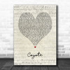 Joni Mitchell Coyote Script Heart Song Lyric Wall Art Print