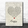 Secrets in Stereo Happy Script Heart Song Lyric Wall Art Print