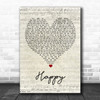 Never Shout Never Happy Script Heart Song Lyric Wall Art Print