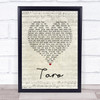 alt-J Taro Script Heart Song Lyric Wall Art Print
