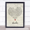 Styx Babe Script Heart Song Lyric Wall Art Print