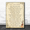 W.A.S.P. Hold on to My Heart Vintage Guitar Song Lyric Wall Art Print