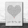 Jim Brickman Love Of My Life Grey Heart Song Lyric Music Wall Art Print