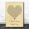 Chris Lane I Don't Know About You Vintage Heart Song Lyric Wall Art Print
