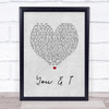 John Legend You & I Grey Heart Song Lyric Music Wall Art Print