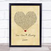 Phil Collins You Can`t Hurry Love Vintage Heart Song Lyric Wall Art Print