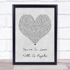Kasabian You're In Love With A Psycho Grey Heart Song Lyric Music Wall Art Print