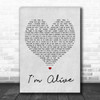 Kasey Chambers I'm Alive Grey Heart Song Lyric Music Wall Art Print