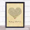 Calvin Harris Thinking About You Vintage Heart Song Lyric Wall Art Print