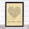 Banda Sinaloense MS de Sergio Lizárraga Me Gustas Mucho Vintage Heart Song Lyric Wall Art Print