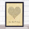 Will Young You Don't Know Vintage Heart Song Lyric Wall Art Print