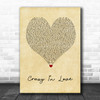 Beyonce Crazy In Love Vintage Heart Song Lyric Wall Art Print