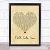 JES, Cosmic Gate Fall Into You Vintage Heart Song Lyric Wall Art Print