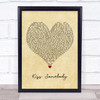 Morgan Evans Kiss Somebody Vintage Heart Song Lyric Wall Art Print