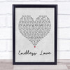 Lionel Richie & Mariah Carey Endless Love Grey Heart Song Lyric Music Wall Art Print