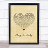 Muse Plug In Baby Vintage Heart Song Lyric Wall Art Print