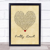 Parker McCollum Pretty Heart Vintage Heart Song Lyric Wall Art Print