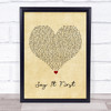 Sam Smith Say It First Vintage Heart Song Lyric Wall Art Print