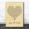 Sam Smith Say It First Vintage Heart Song Lyric Wall Art Print