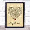 Auburn Perfect Two Vintage Heart Song Lyric Wall Art Print