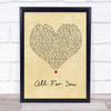 Iration All For You Vintage Heart Song Lyric Wall Art Print