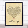 Keith Urban Better Life Vintage Heart Song Lyric Wall Art Print