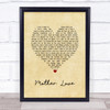 Queen Mother Love Vintage Heart Song Lyric Wall Art Print