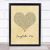 Simi Complete Me Vintage Heart Song Lyric Wall Art Print