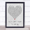 Marvin Gaye Tammi Terrell You're All I Need To Get By Grey Heart Lyric Music Wall Art Print