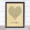 Luther Vandross I'd Rather Vintage Heart Song Lyric Wall Art Print