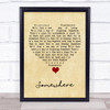 Barbra Streisand Somewhere Vintage Heart Song Lyric Wall Art Print