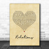 Erika Relations Vintage Heart Song Lyric Wall Art Print